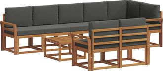 vidaXL Conjunto De Sof&aacute;s De Exterior 9 Uds. Natural Y Antracita Vidaxl