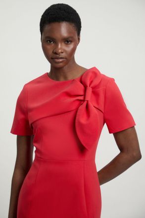 Karen Millen Womens Compact Stretch Bow Detail Pencil Dress - Red - Size 10 UK