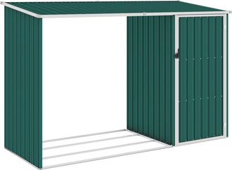 vidaXL Cobertizo Jard&iacute;n De Le&ntilde;a Acero Galvanizado Verde 245x98x159 Cm Vidaxl