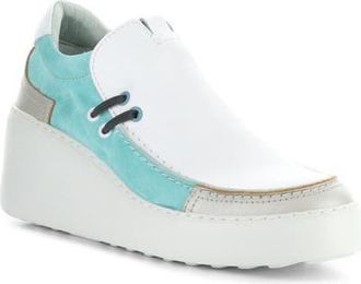FLY London Davy Platform Wedge Sneaker in Silver/white/Mint at Nordstrom, Size 10-10.5Us