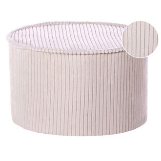 Beliani Beliani - Puf De Algod&oacute;n Redondo Estructura De Terciopelo Pana Acanalada Funda Extra&iacute;ble Lavable A M&aacute;quina Beige Claro Zikria