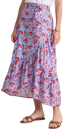 Vineyard Vines Floral Ruffle Detail High-Low Cotton Skirt in Harper Floral at Nordstrom, Size X-Small