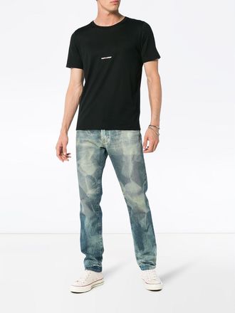 Saint Laurent Mens Logo Cotton T-shirt - Black - Size Medium