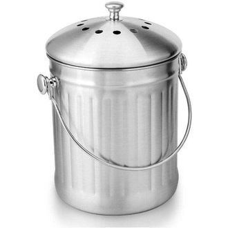 OEM Cubo De Compostaje De Acero Inoxidable Inodoro Para Cocina - Compostador De Cocina - Incluye Filtros De Carb&oacute;n De Repuesto (acero Inoxidable Brillante
