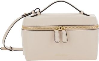 Victoria Beckham Vanity Pale Pink Crossbody Bag With Adjustable Strap And Logo Lettering On The Front In Leather Woman