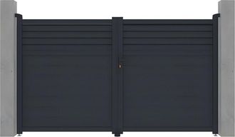 Vente-Unique Vente-unique - Cancello battente a persiana L305 x H181 cm in Alluminio Antracite - viazo