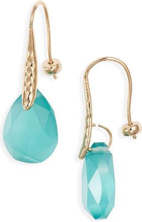 Nordstrom Teardrop Semiprecious Stone Drop Earrings in Seafoam- Gold at Nordstrom