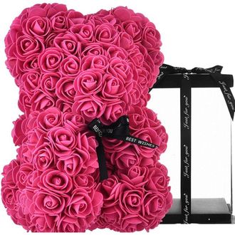 Trade Shop Trade Shop - Oso De Peluche Rose Oso Con Flores Artificiales Desde 25 Cm De San Valent&iacute;n - Rosa