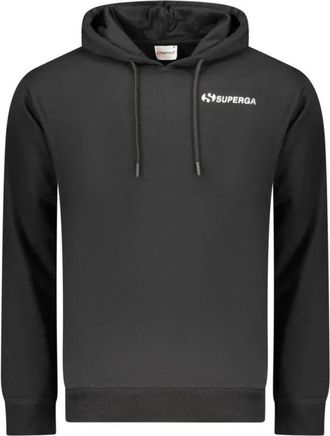 Superga Katoenen Sweater met Ronde Hals en Ribgebreide Details - Heren - Hoodies - Zwart - M - Katoen - Hoodies & sweatvesten