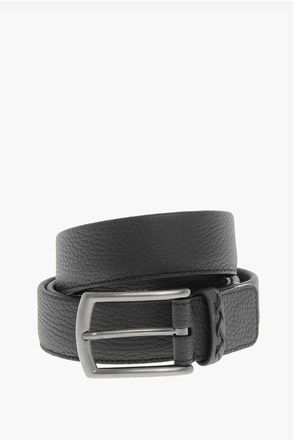 Ermenegildo Zegna Hammered Leather Belt with Metal Buckle size 110