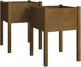 vidaXL Garden Planters 2 pcs Honey Brown 50x50x70 cm Solid Pinewood vidaXL