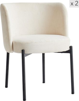 Nordlys Set 2 sillas con patas de acero en pana beige