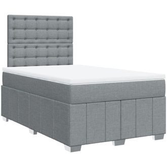 vidaXL Vidaxl - Cama Box Spring Con Colch&oacute;n Tela Gris Claro 120x190 Cm