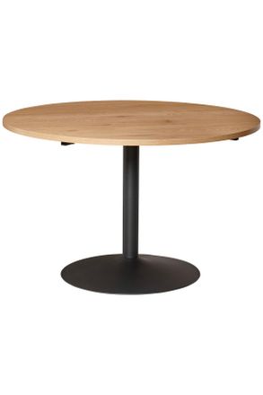 MID.YOU Mid.you Esstisch, Schwarz, Eichefarben, Metall, Holzwerkstoff, rund, Säule, rund, Bodenplatte, 120x76x120 cm, Bsci, Esszimmer, Esszimmerserien