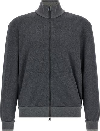 Brioni Grey Piqu cotton sweatshirt