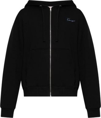 Kenzo Signature Classic Zip Up Hoodie - Heren - Vesten met rits - Zwart - S - Nylon - Hoodies & sweatvesten