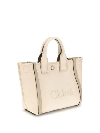 Chlo&eacute; Womens Carry Tote Bag Blushy Beige Cotton Handbags Hand
