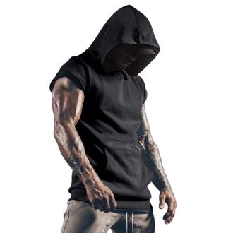Generic Men Sports Bodybuilding Hoodies Sleeveless Mens Sleeveless Zip Up Hoody Sweatshirt Mens Workout Hoodie Tops Sports Running Shirts Hooded Gym Tops