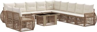 vidaXL Conjunto De Sof&aacute;s De Jard&iacute;n 12 Uds. Beige Y Blanco Crema Vidaxl