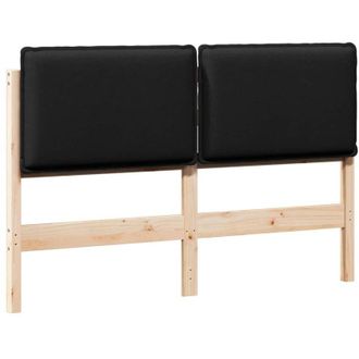 vidaXL Upholstered Headboard Natural and Black 140 cm Solid Pine Wood vidaXL