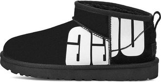 UGG (WMNS) UGG Classic Ultra Mini Broken Logo Black White 1126373-BLK