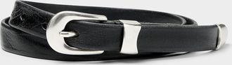 Our Legacy Mens Slim Western-style black leather belt