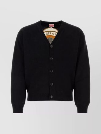 Kenzo ribbed cardigan with v neckline and graphic print