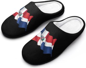 Generic Dominican Republic Flag Funny Womens Cotton Slippers Shoes Novelty Soft Non-Slip Sole Home Shoe