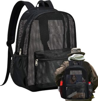 Generic Clear Backpack Transparent - Mesh Ventilated Design, Lightweight See Through Pack, Heavy Duty Polyester | For School College Gym Sports Events Travel 