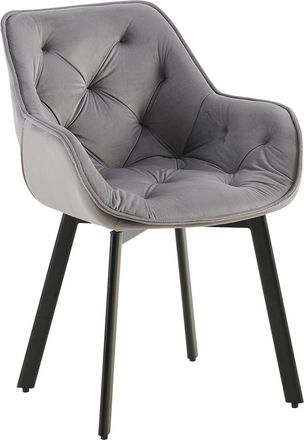 Clp Silla de comedor con reposabrazos en Terciopelo Gris oscuro