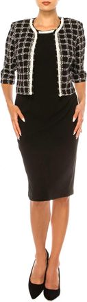 Maya Brooke Checkered Print Two-Piece Jacket Dress In Black White