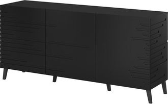 Mirjan24 Aparador Charlotte 140, Negro, 72x155cm, N&uacute;mero De Puertas: 340cm, Estanter&iacute;as, Mdf
