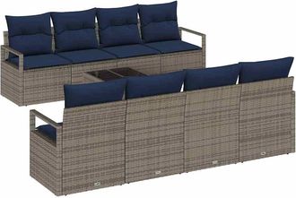 vidaXL Juego De Sof&aacute; 7 Uds. 6-n&uacute;mero De Plazas Gris Y Azul Vidaxl