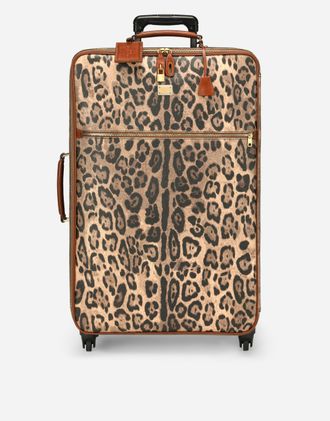 Dolce & Gabbana Large Trolley In Leopard-print Crespo With Branded Plate - Woman Lifestyle And Other Accessories Multicolor Onesize