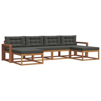vidaXL Conjunto De Sof&aacute;s De Exterior 6 Pcs Natural Y Antracita Vidaxl