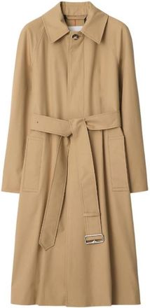 Burberry Long Gabardine Belted Car Coat, Brand Size 12 ( US Size 10 )