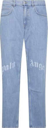 Palm Angels Jeans a 5 tasche con logo curvo diviso - - Jeans - Uomo - Blu - W33