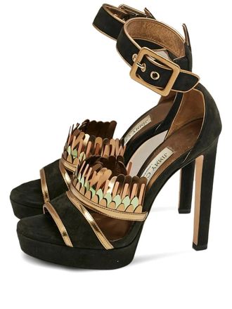 Jimmy Choo London Kathleen ankle-strap sandals - women - Calf Suede/Calf Leather/Calf Leather/Calf Leather - 36 - Black