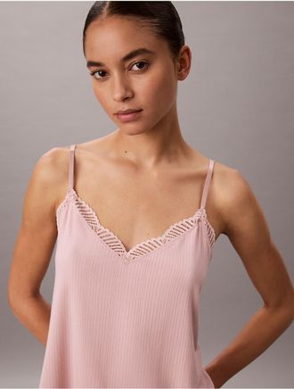 Calvin Klein Womens Ultra Soft Modal Rib Lace Cami - Pink - XL