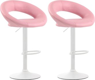 Clp Pack De 2 Taburetes De Barra Olinda En Polipiel Rosado Blanco