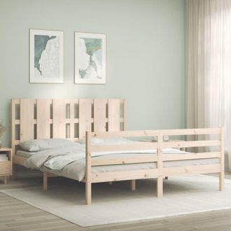 vidaXL Vidaxl - Estructura De Cama De Matrimonio Con Cabecero Madera Maciza