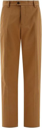 Alexander McQueen Broeken, Heren, Bruin, L, Leer, Bruine Getailleerde Broek Hoge Taille