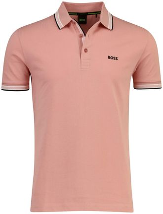 HUGO BOSS Pasteloranje poloshirt Boss Green Paddy korte mouw pique 3-knoops