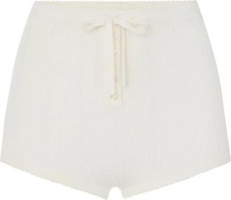 Elisabetta Franchi Korte Broeken, Dames, Beige, XS, Knit Openwork Briefs