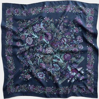 Liberty Womens Tree of life dark pure silk square scarf Made with Liberty Fabric