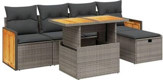 vidaXL Vidaxl - Set De Muebles De Jard&iacute;n 6 Pzas Y Cojines Rat&aacute;n Sint&eacute;tico Gris