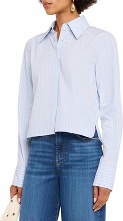 Frame Denim Modern Collar Shirt In Oxford Blue Multi