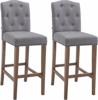 Clp Clp - Set 2x Taburetes De Bar Louise En Tela Gris Claro Antiguo Claro