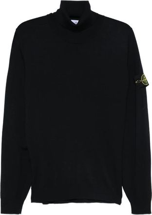Stone Island Ribbed Wool Turtleneck Sweater Clothing