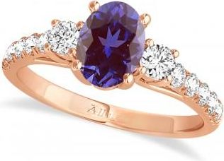 Allurez Oval Cut Lab Alexandrite & Diamond Engagement Ring 14k Rose Gold (1.40ct)